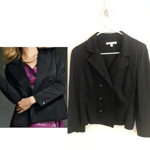Cabi 215  Double Breasted Ponte Cropped Black Blazer
Size M